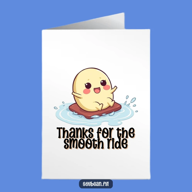 Free Printable Kawaii Soybean Slide Thank You Card - Funny Downloadable Gift