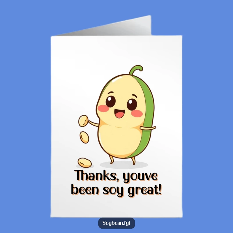 Free Printable Kawaii Soybean Thank You Card: Grateful Bean Toss Gift