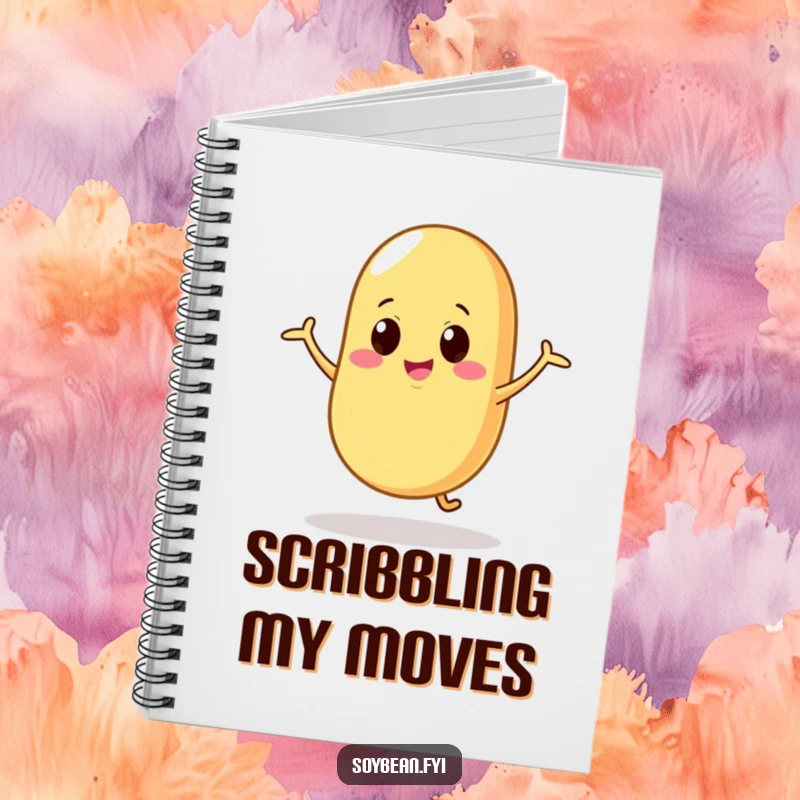 Funny Notebook: A soybean character dancing with silly, wobbly motions, ideal for jotting down thoughts with a touch of whimsical humor.