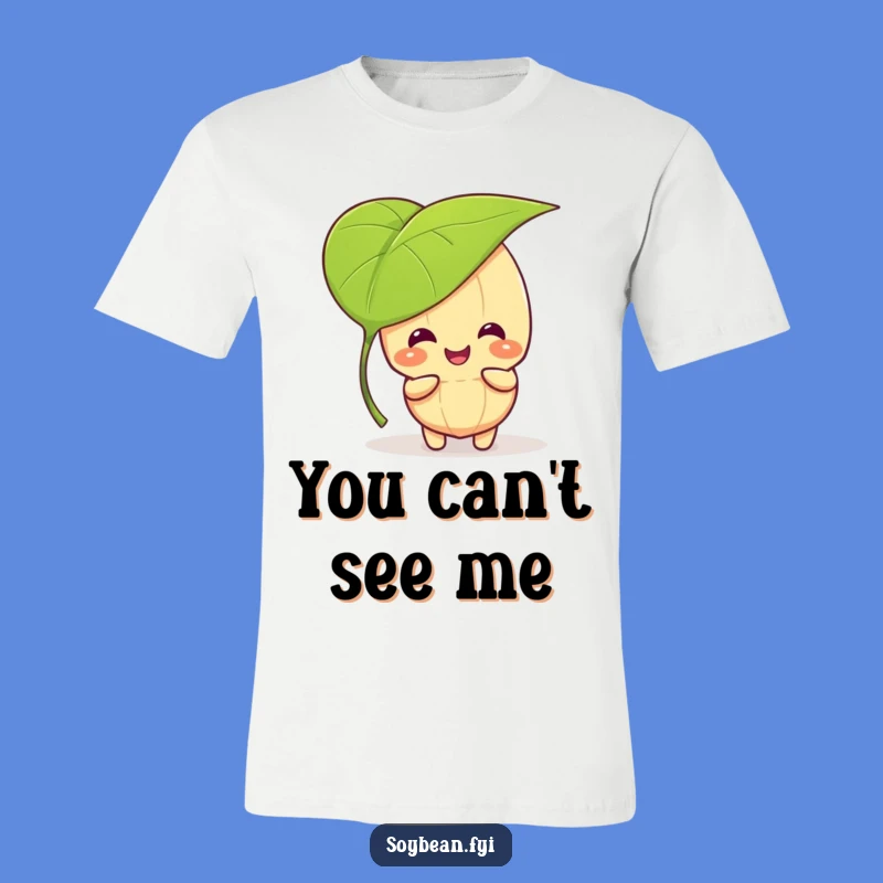 Funny Kawaii Soybean Peek-A-Boo Tee - Leafy Hide-and-Seek Humor Shirt Gift