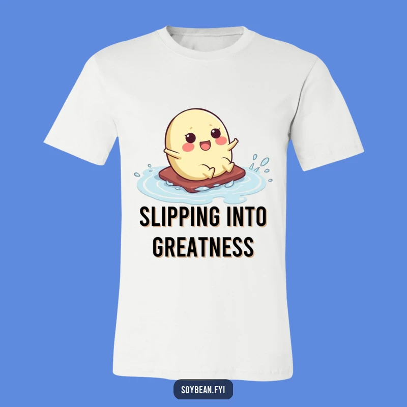 Funny Kawaii Soybean Slide T-Shirt: Slippery Bean Fun Tee