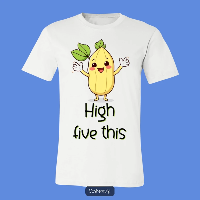Funny Kawaii Soybean Waving Tee - Happy Leafy Arms Humor Shirt Gift