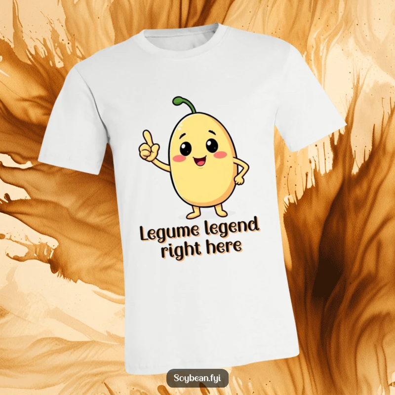 Funny soybean t-shirt with a beaming anthropomorphic character nodding confidently, showing positivity and cartoon fun.