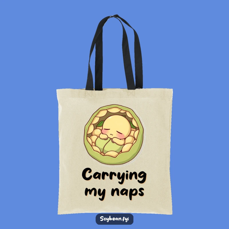 Funny Sleepy Soybean Tote Bag - Cozy Pod Style, Practical Humorous Gift