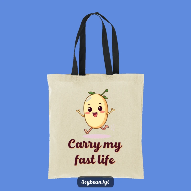 Funny Kawaii Soybean Sprint Tote Bag - Hilarious Reusable Shopping Bag