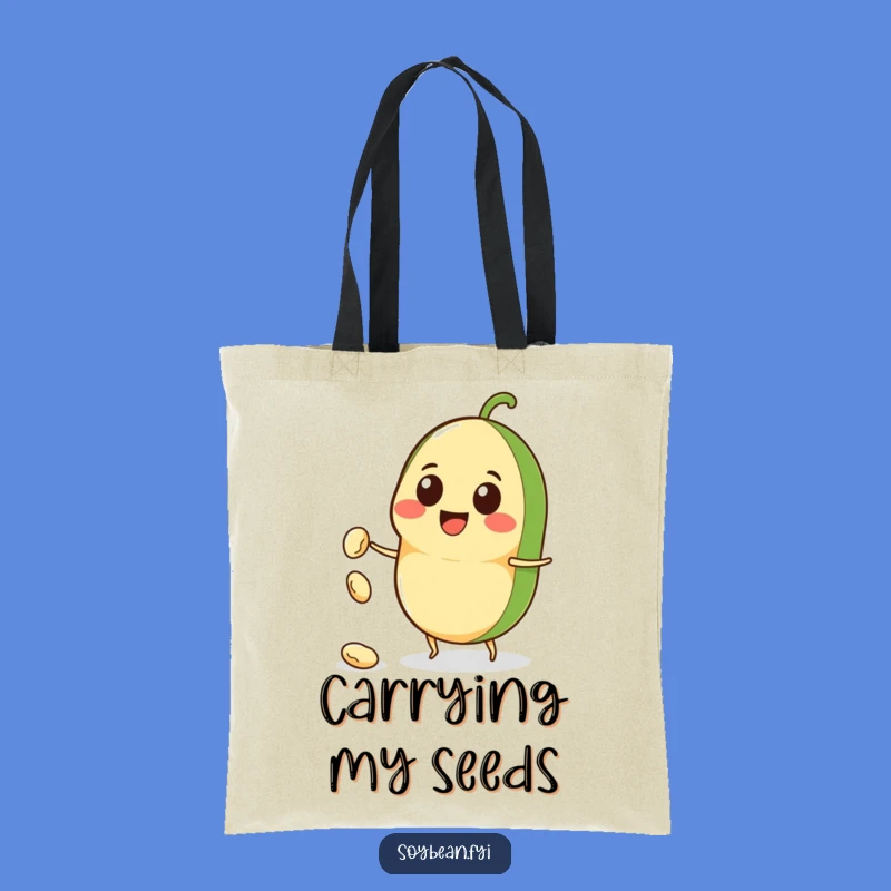 Funny Kawaii Soybean Tote Bag: Carry Your Laughs with This Bean-Throwing Cute Design