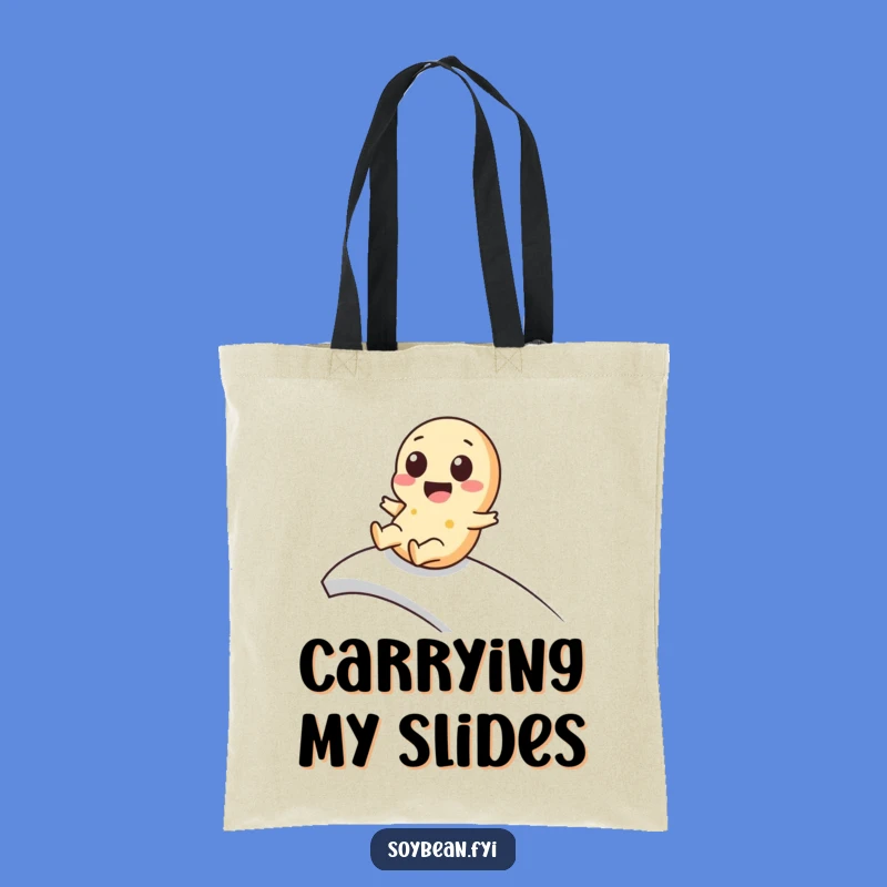 Funny Kawaii Soybean Tote Bag: Playful Slider Design, Ramp Fun, Perfect Funny Gift