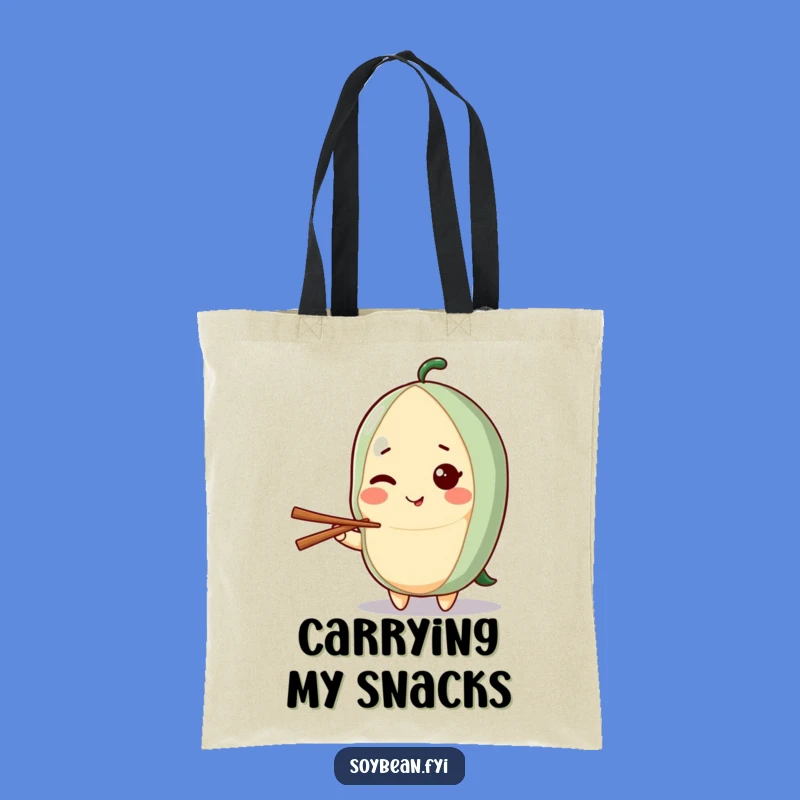 Funny Kawaii Soybean Wink Tote Bag: Carry Your Charm!