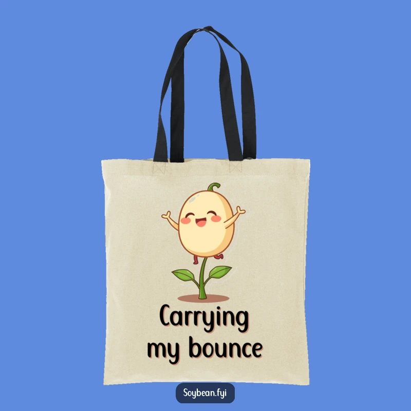 Funny Tote Bag: Bouncing Soybean - Delighted Sprout Character - Carry-All Gift!