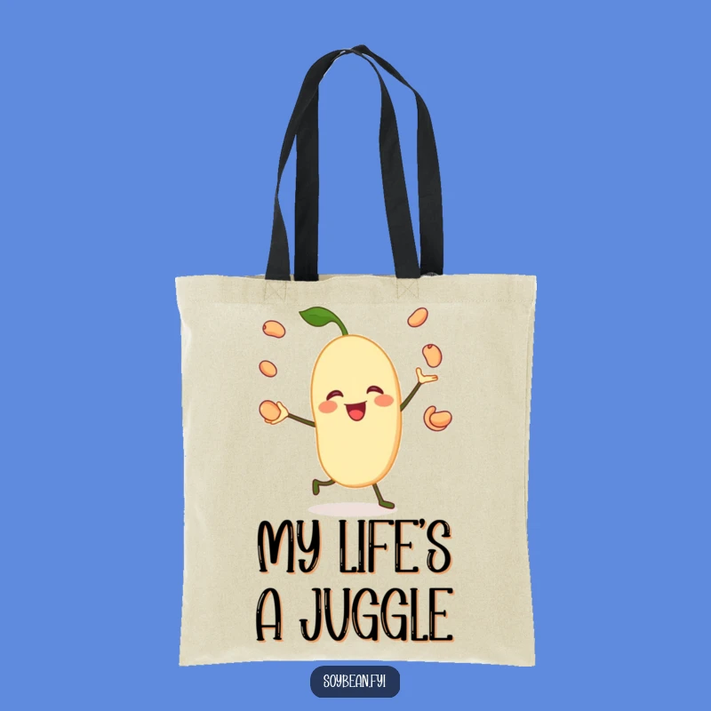Funny Tote Bag: Juggling Soybean - Jovial Bean Character - Carry-All Gift!