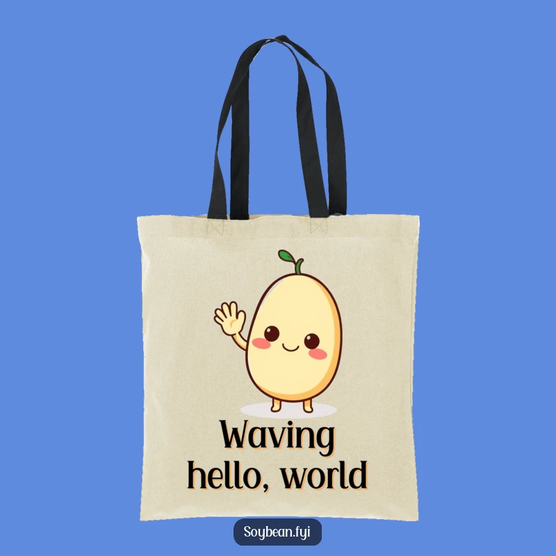 Funny Waving Soybean Tote Bag: Carry Friendly Vibes!